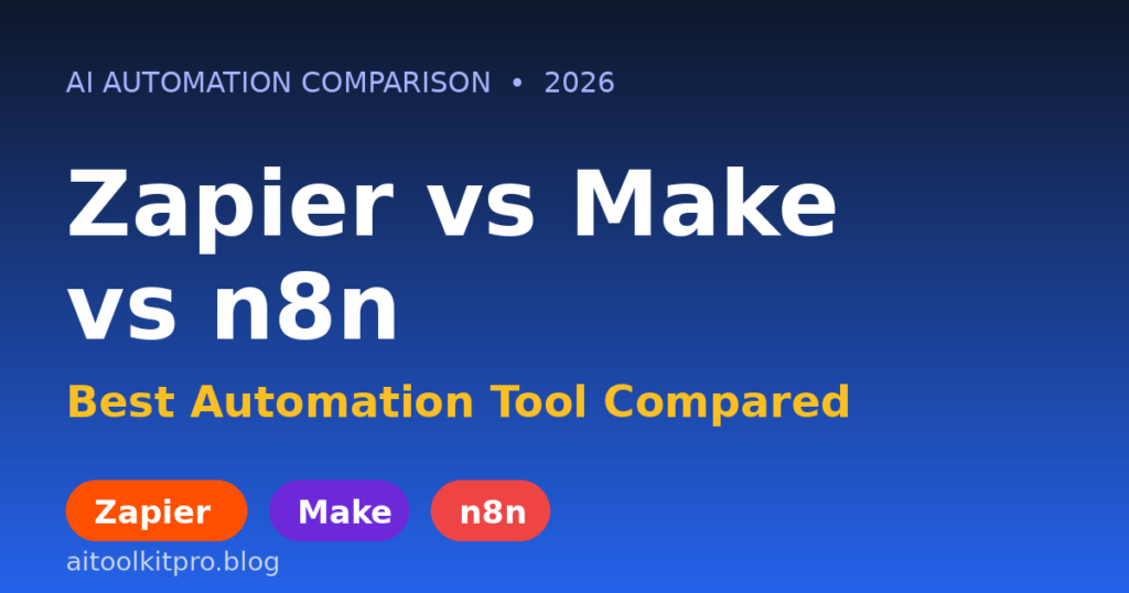 Zapier vs Make vs n8n 2026 automation tool comparison